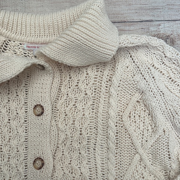 Frances Valentine Pima Cotton Button Front Long Sleeve Fisherman Cardigan Size L - Picture 7 of 11